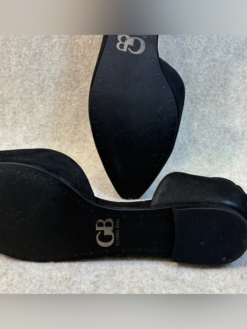 Gianni Bini Black Pointed D'Orsay Flats with Silver Stud Heel - Picture 9 of 11
